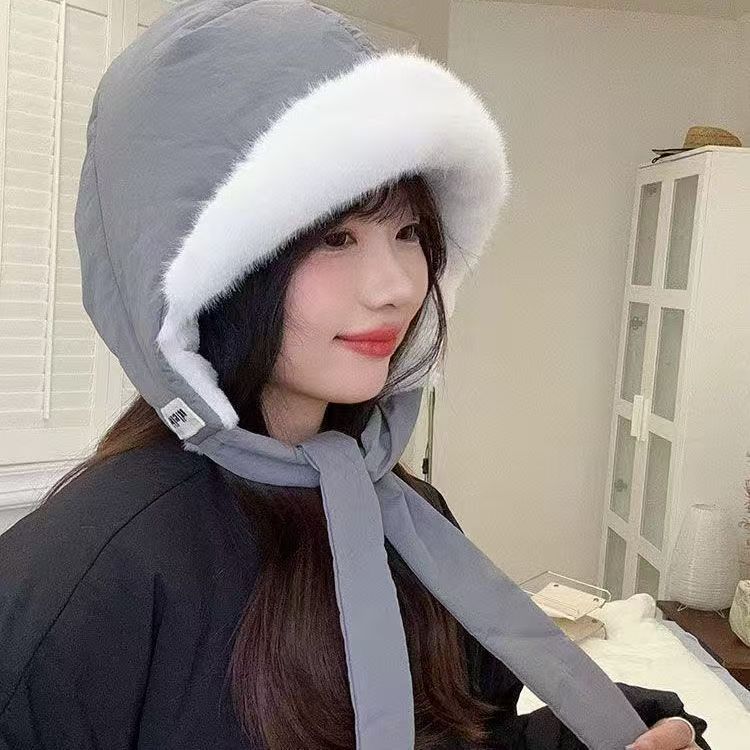 Women's Winter Korean Version, Velvet and Thickened Lei Feng Hat, One Hat, Dual-purpose Can Be Used As a Bag, Thermal Ear Protectors