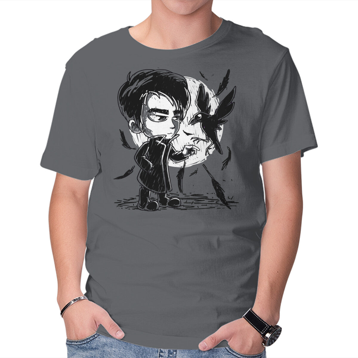 Unisex Crew Neck T-Shirt Dream s Raven Graphic Short Sleeve Casual Tee M