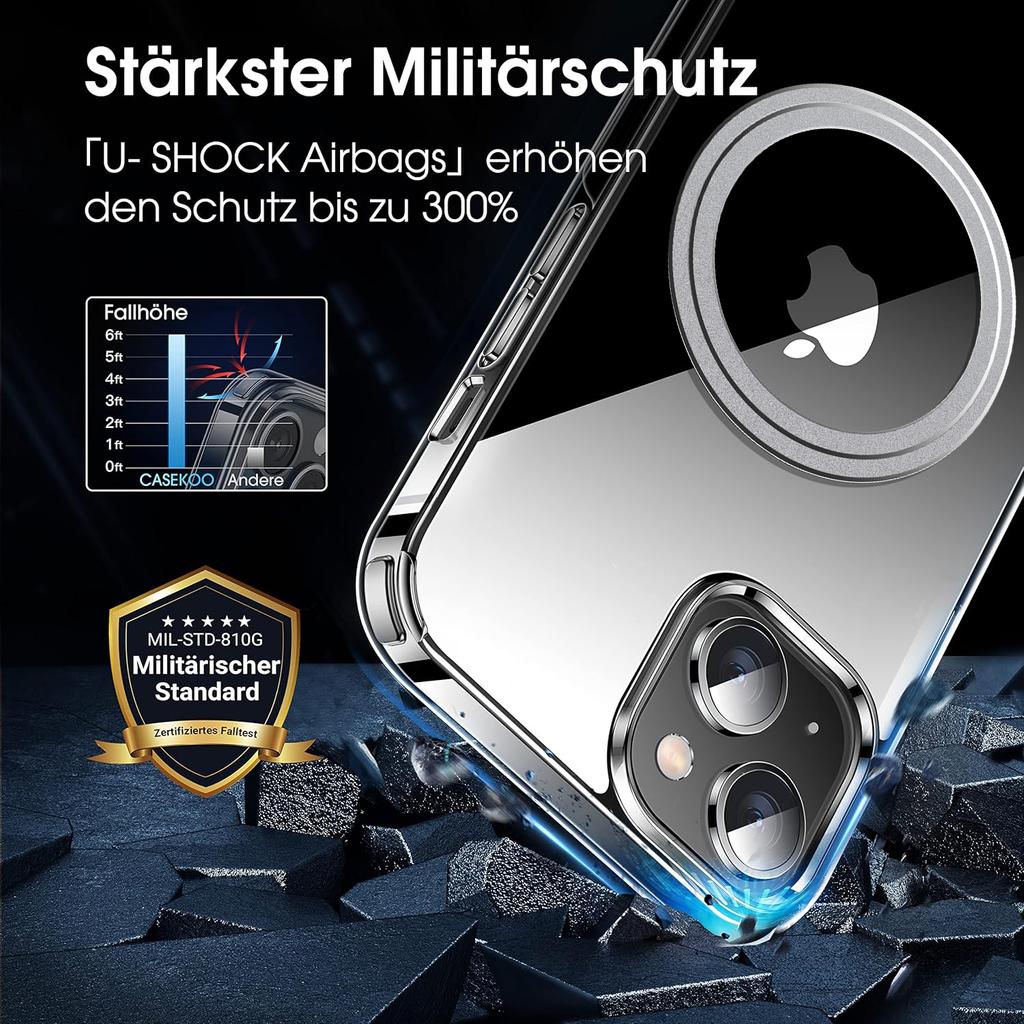 For iPhone 15 Phone Case Compatible with MagSafe TPU+PC Clear Back Cover