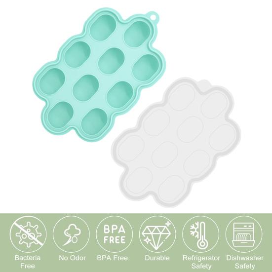 Silicone Toddle Food Freezer Tray with Lid BPA-Free Breastmilk Storage Container Nibble Tray for Teething Ice Cubes Fruit Purees