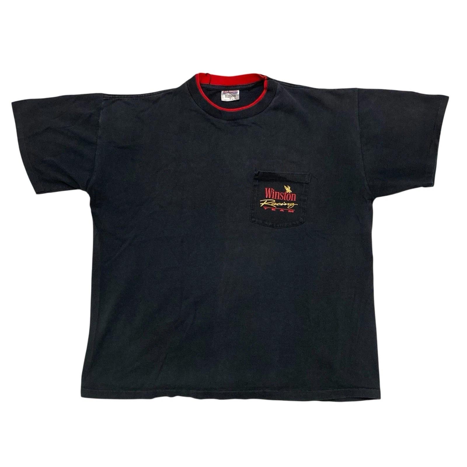 

Vintage Winston Racing Team Black Pocket T-shirt XL Single Stitch Made in USA L