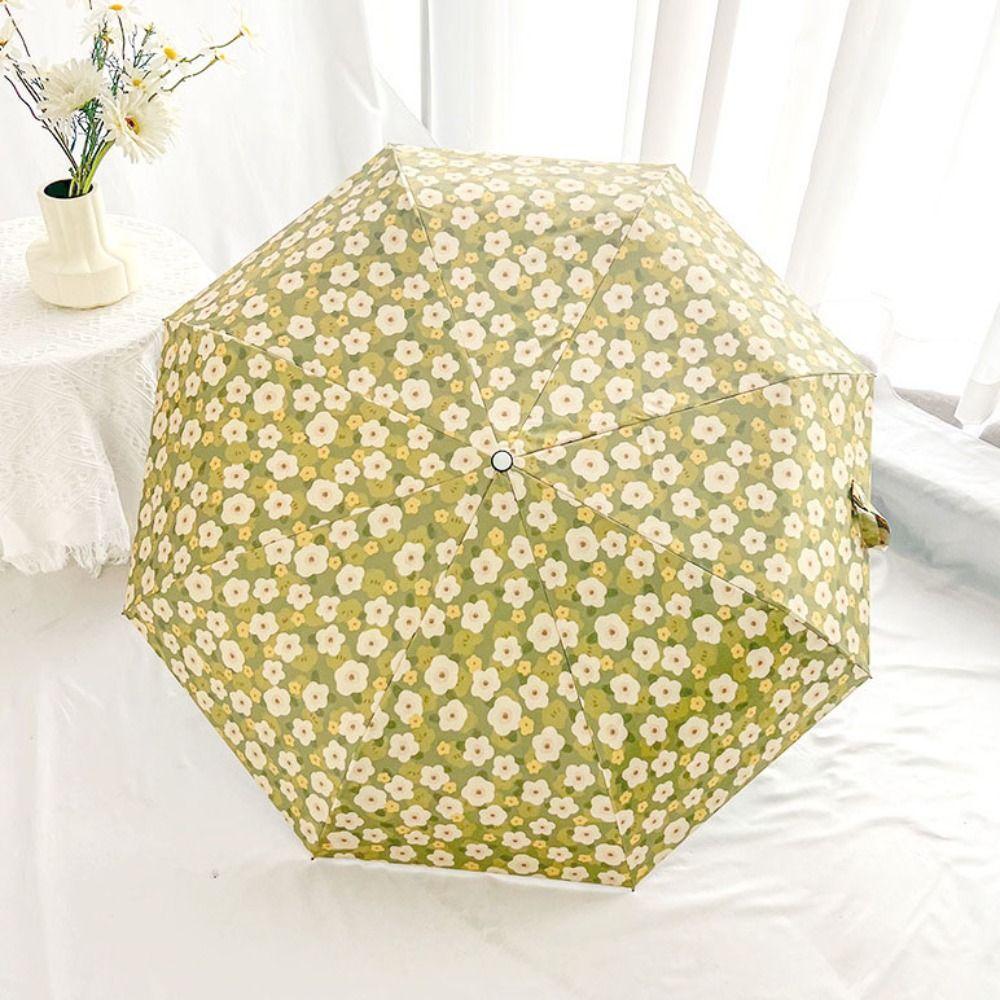 Fresh Floral Print Sun Rain Umbrella Dual-purpose Foldable Umbrella  Travel Accessoreis