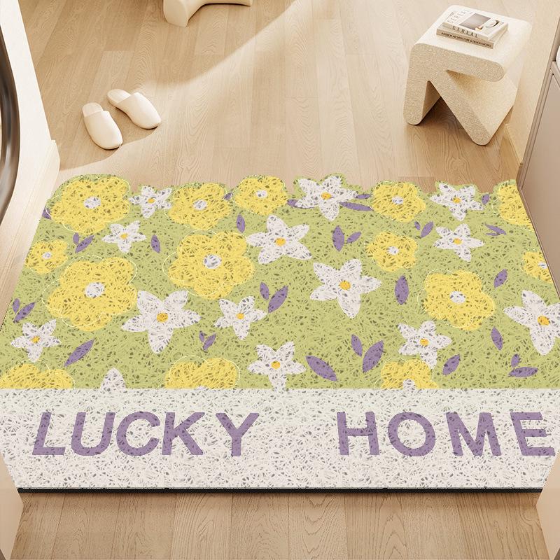 Cartoon Flowers Silk Loop Anti-slip Entrance Doormat
