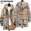 Winter British Style Hooded Zip Up Cotton Jacket Teens Streetwear 3D Print Fleece Lined