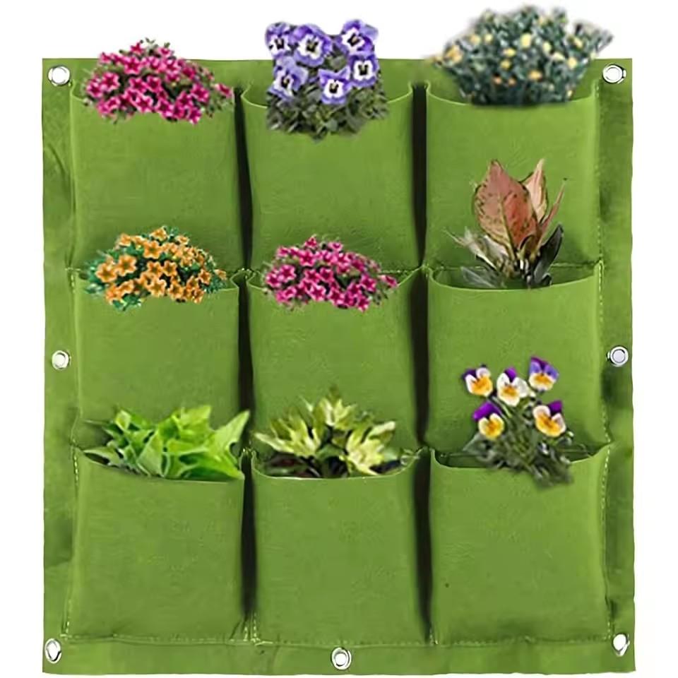 4/9/12/25/36/72 Taschen Wandhängender Pflanztopf Grün schwarz Pflanzen Anzucht Pflanzgefäß Vertikaler Garten Beutel Zubehör Beutel Gartengerät