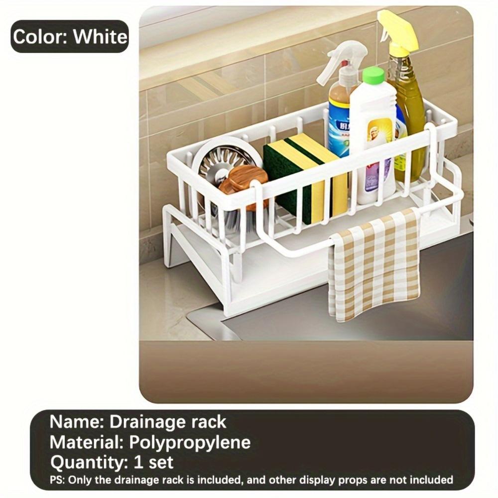 Kitchen Sink Drain Rack Storage Box Automatic Drain Sink Rack Soap Sponge Rack Rag Towel Rack Filter Basket
