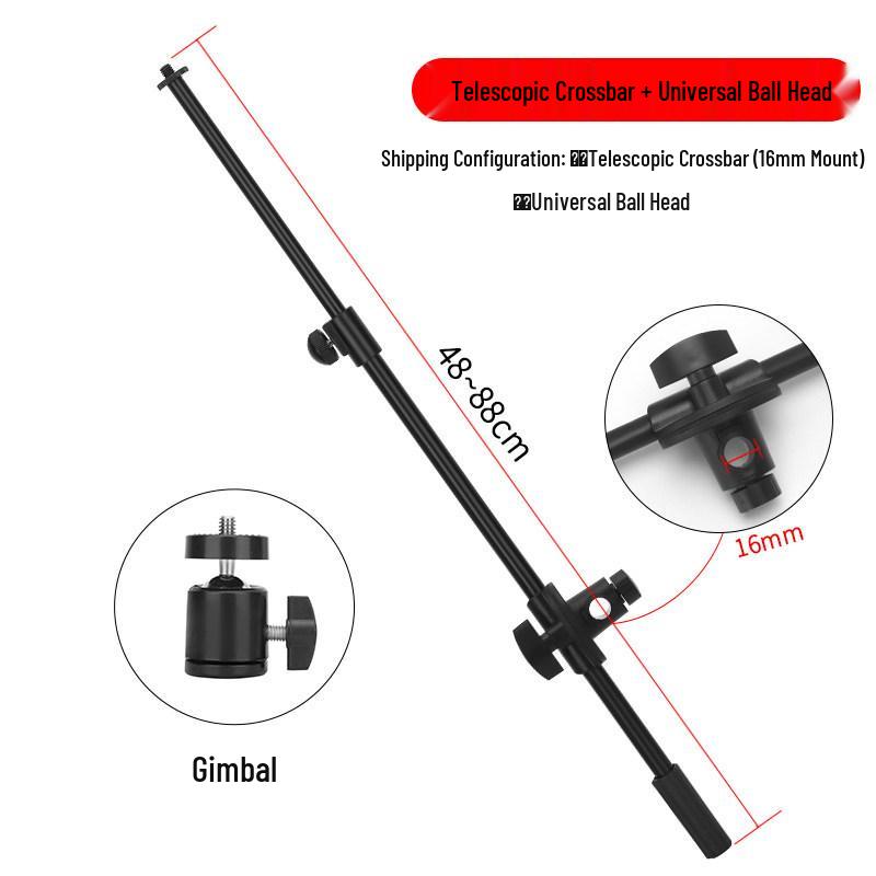 Telescopic Desktop Floor Stand with Adjustable Microphone & Phone Clip for Live Streaming