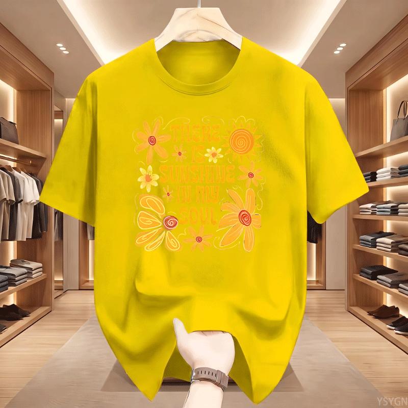 Sunshine In My Soul Tshirt Unisex Unisextal Health T Shirt Retro Boho Summer Vibes Tshirt Flower Tee Casaul Round Neck Tees Tops