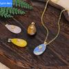 Natural crystal stone faceted water drop pendant micro-paved zircon fashion personalized necklace