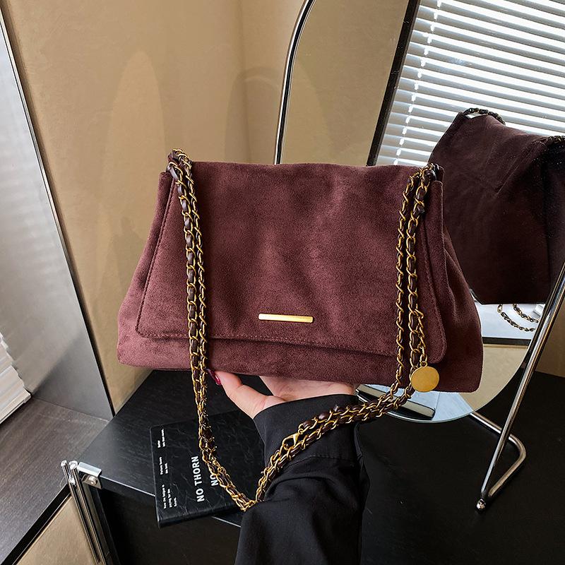 1 Pezzo Borsa Messenger di Moda di Nicchia da Donna Autunno e Inverno 2025 Nuova Borsa a Spalla Sotto Braccio con Catena Stile Straniero in Camoscio Versatile a Spalla Singola Messenger