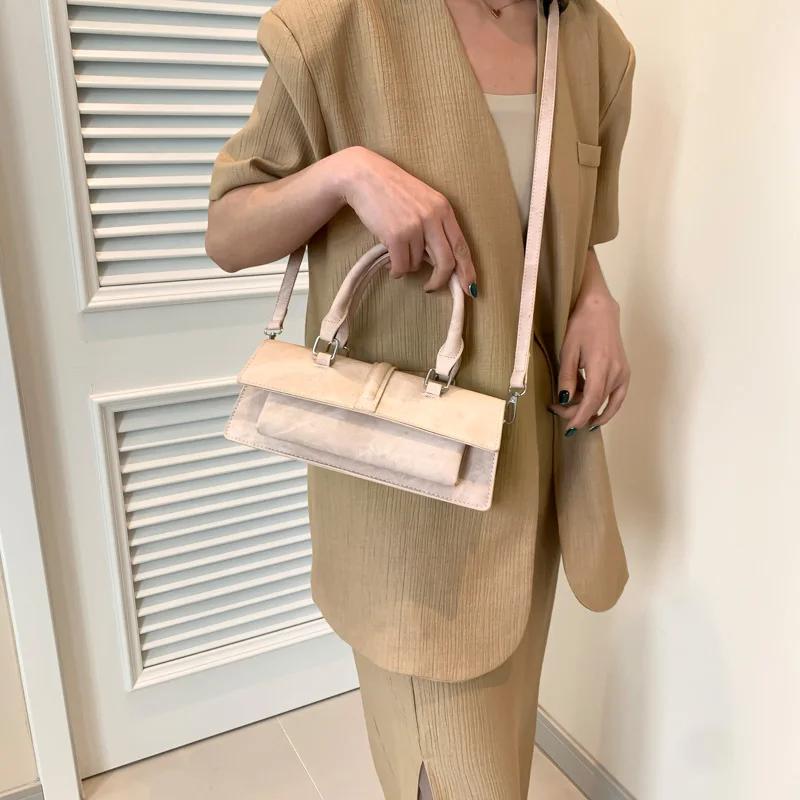 Solid PU Top Handle Bags New Fashion High Quality Concise Light Crossbody Bags Personality Trend Advanced Feeling Bags