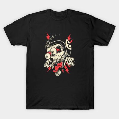 Men Black Print T-shirt Super Large TShirt Freaky-biker No-Cut Transfer Paper Print Cotton Tshirt