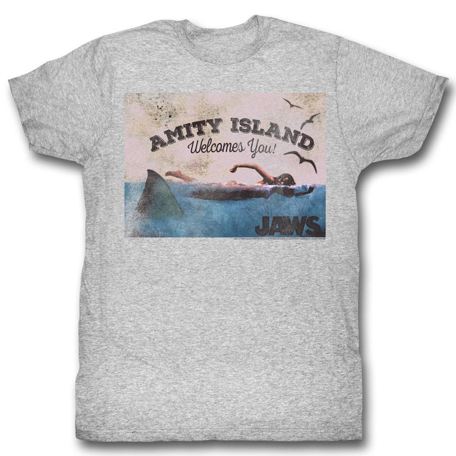 Jaws Welcome Gray Heather Adult T-Shirt L