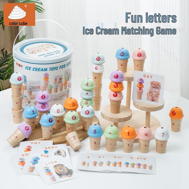 Children s Wooden Ice Cream Number Recognition Play House Educational Toy