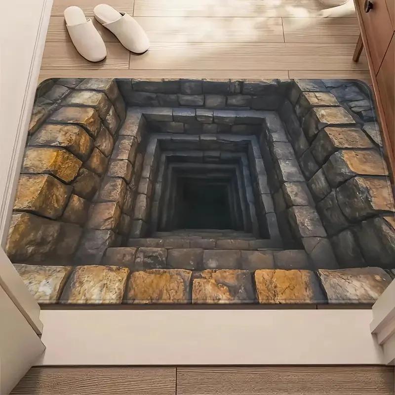 3D Visual Polyester Cloth Rug for Household Bathroom Door Absorbent and Non Slip Foot Mat Easy To Maintain Non-slip Floor Mat