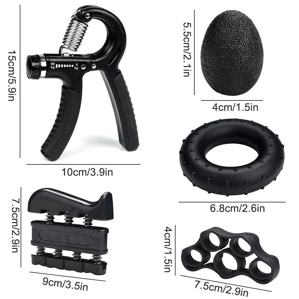 Adjustable Hand Gripper and Finger Exerciser Combo - 5-Piece Fitness Set