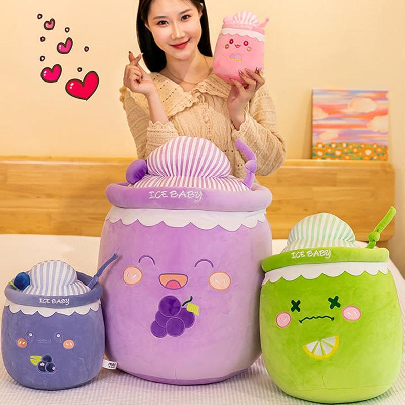 Ice Plush Toy Snow Milk Tea Cup Girl Bed Doll Accompany Present Gift Birthday