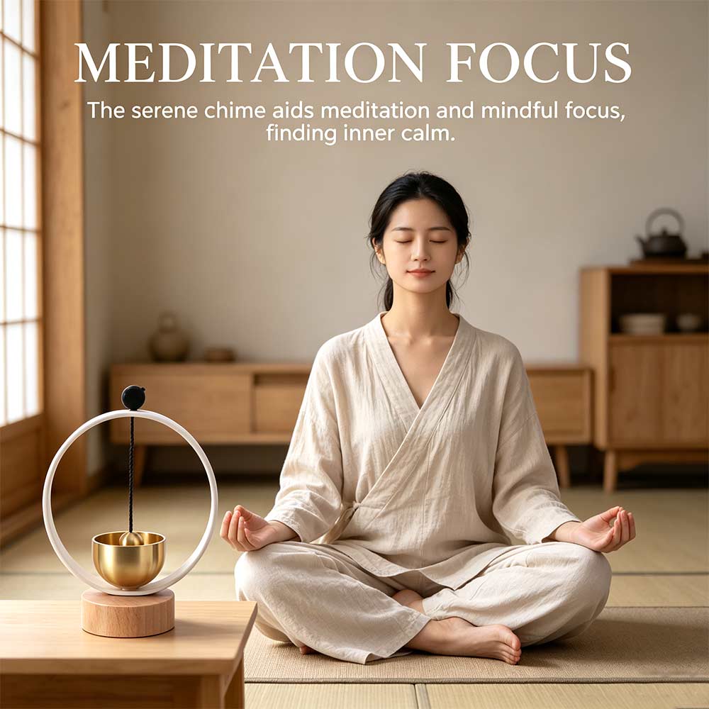 Circular Frame Singing Bowl Set Clear Tone Yoga Wind Chimes Desktop Meditation