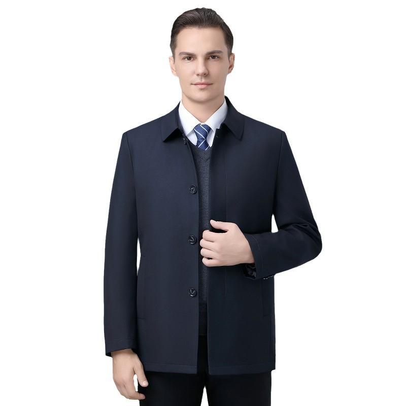 2024 Men's Winter Down Jacket - Mid-length Business Lapel Coat with Detachable Liner