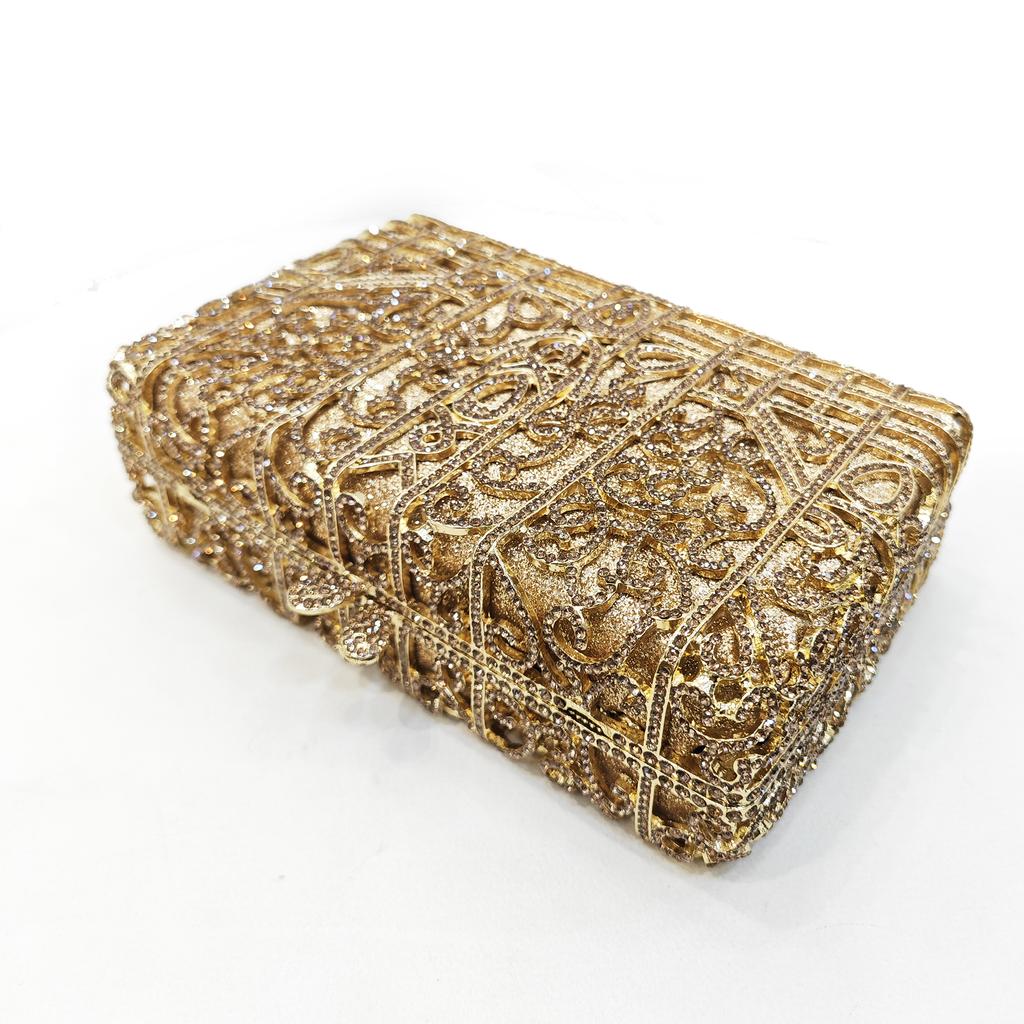 Gold/Silver Crystal Clutch Evening Party Bag Blue Women Diamond Handbags Rhinestone Lady Dinner Banquet Purses Formal Clutches