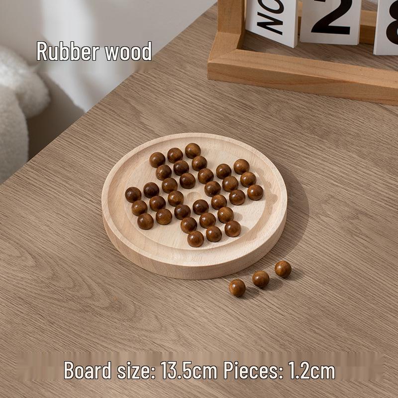 Wooden Peg Solitaire Educational Toy for Kids - Diamond Chess Game