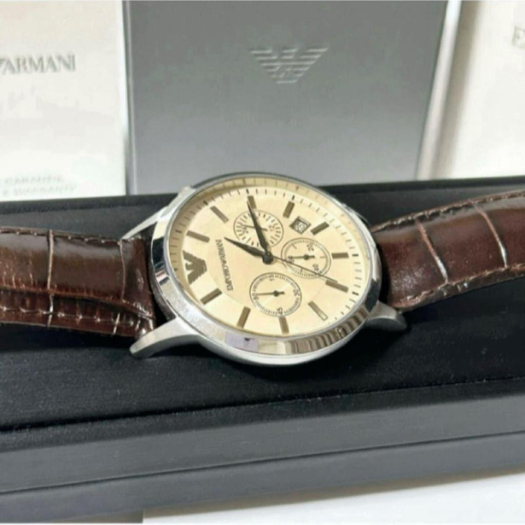 Used EMPORIO ARMANI Armani men's watch AR-2433 QZ chronograph operation confirmed
