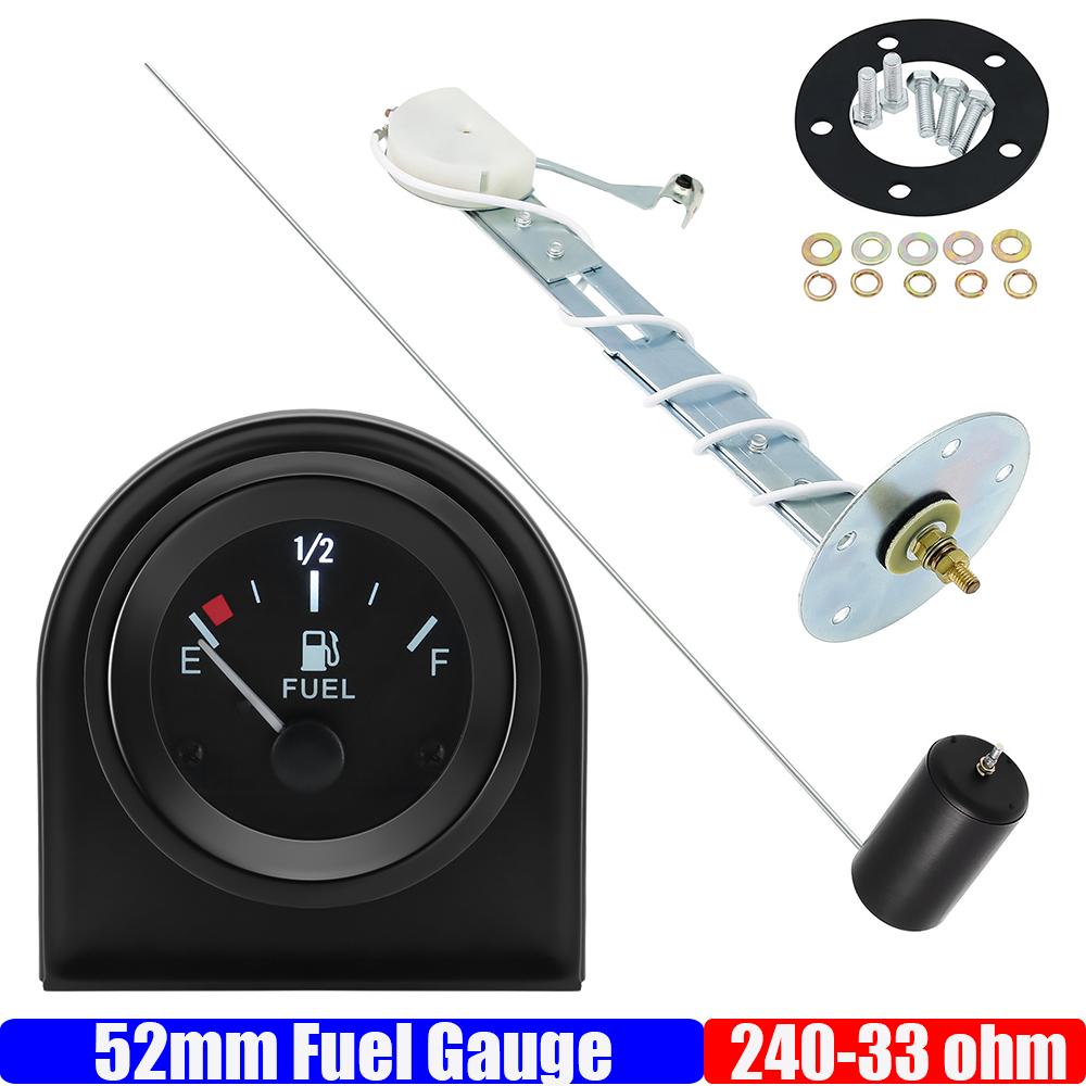 240-33ohm 2'' 52mm Fuel Level Gauge LED Light 12V Car Fuel Tank Meter with Sensor Shell Bracket Automotive Gauges for Car 12V
