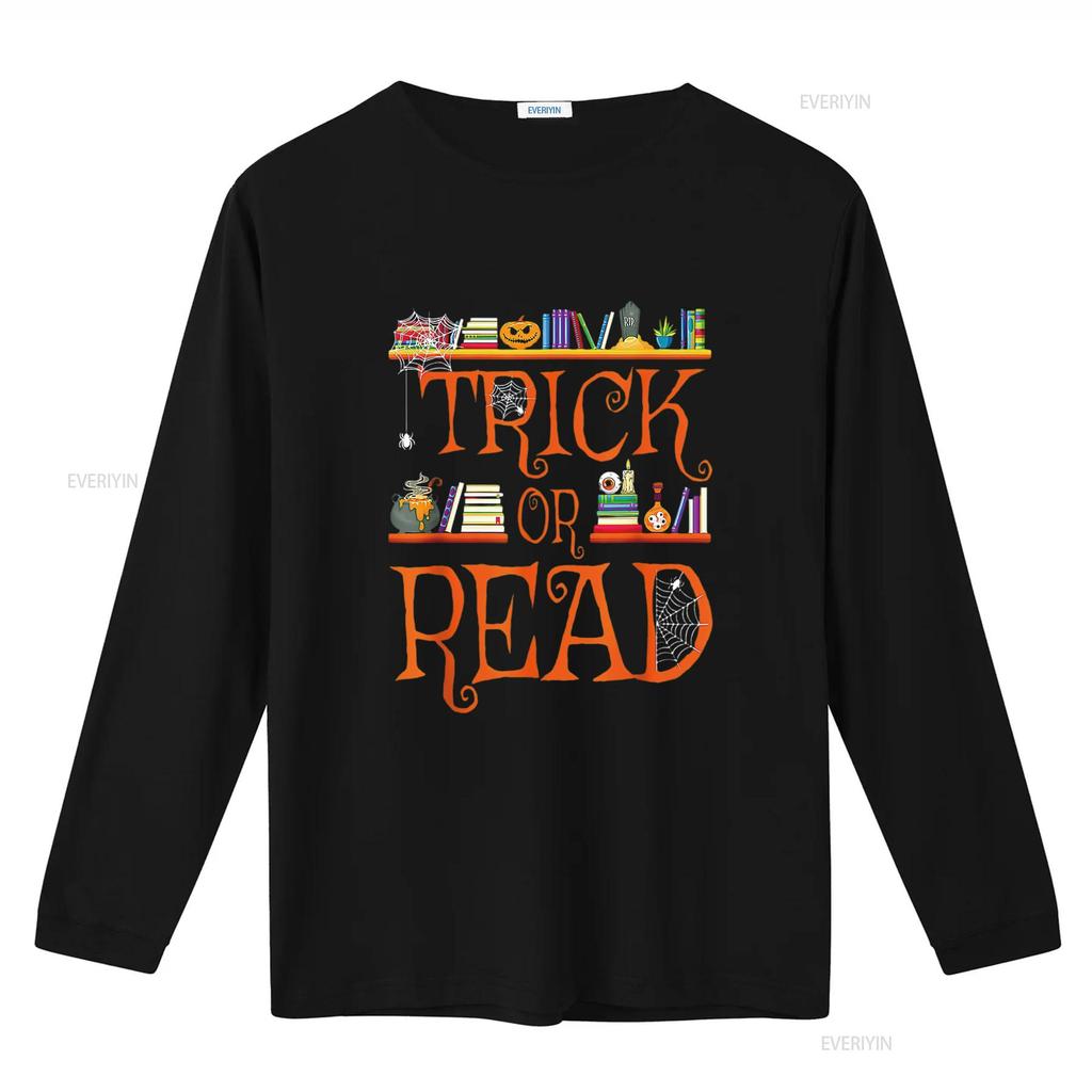 Halloween Book Lovers Librarian Trick or Read Library Event T Shirt vintage Washed Top For Everyday Wear Stretched graphic
