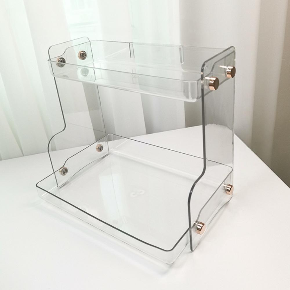 Acrylic Double Layer Storage Rack Anime Figurine Organizer Model Shelf Cosmetic Storage Rack Storage Holder Plastic