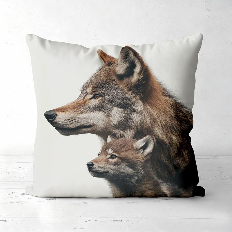 Wolf Pattern Pillow Covers Cute Wolf Family Design Polyester pillowcase, sofa decorative cushion cov Headboard Pillow