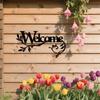 1pc Vintage Black Metal Welcome Sign Floral Script Sturdy Indoor Outdoor Front Door Porch Entryway Wall Decor Housewarming Gift