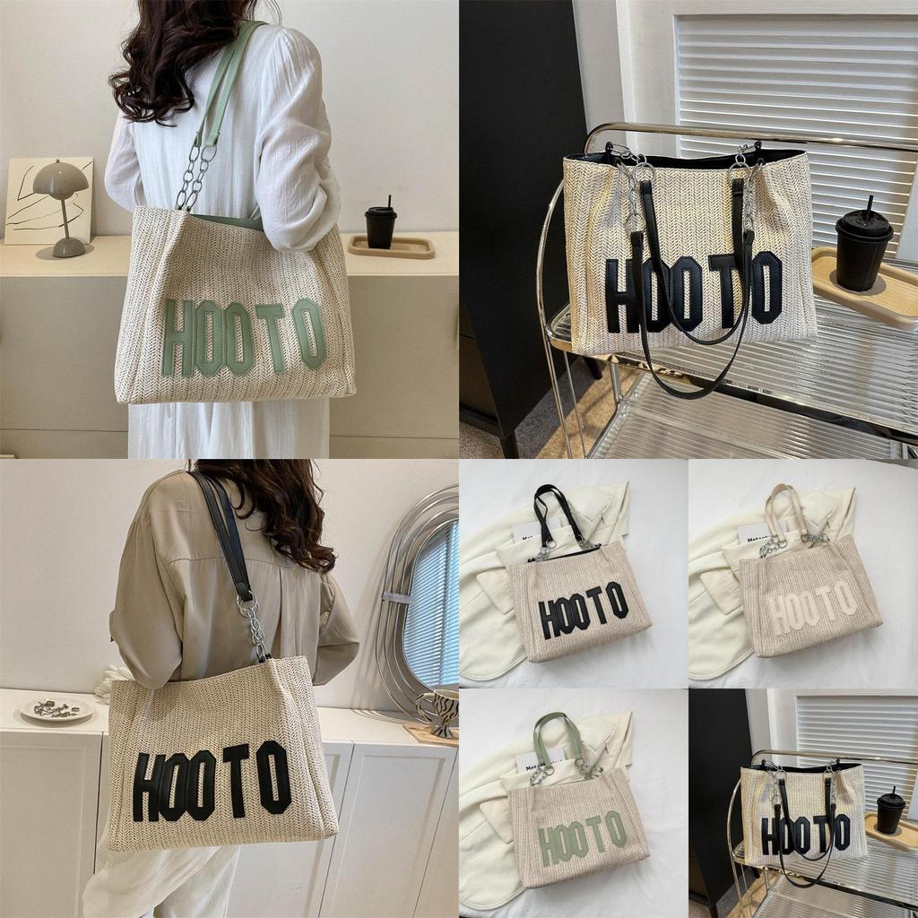 Fashionable Woven Tote Bag For Women Medium-sized Trendy Handbag In Black