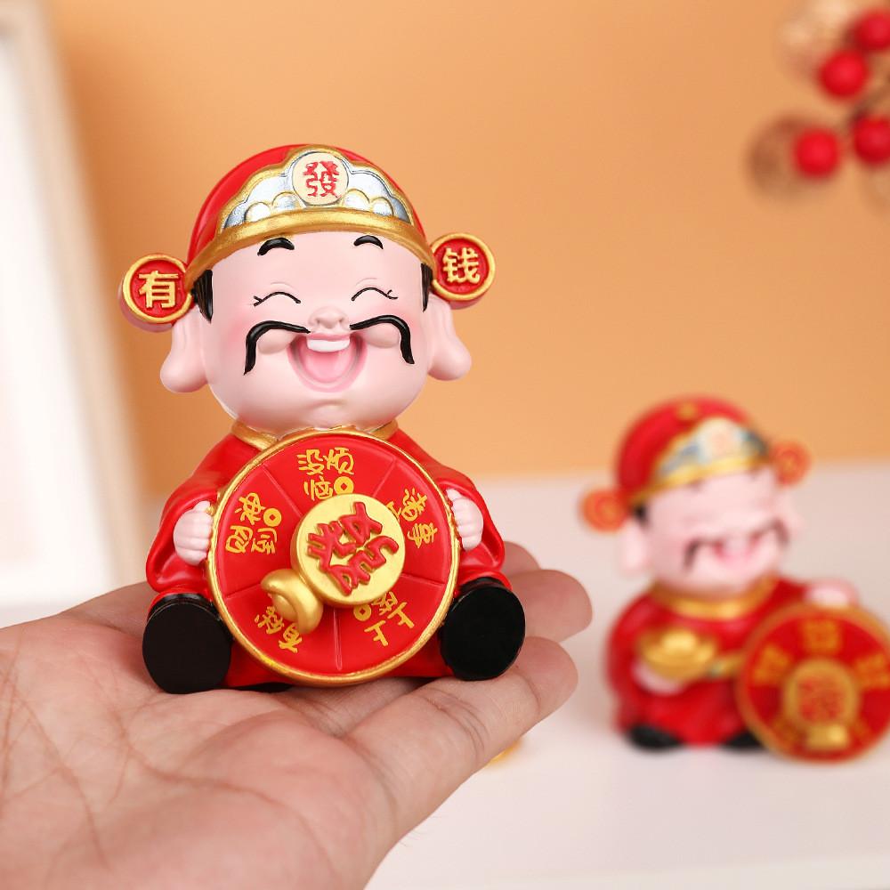 Prosperity Wealth God Resin Car Ornament With Lucky Symbols For New Year Gift