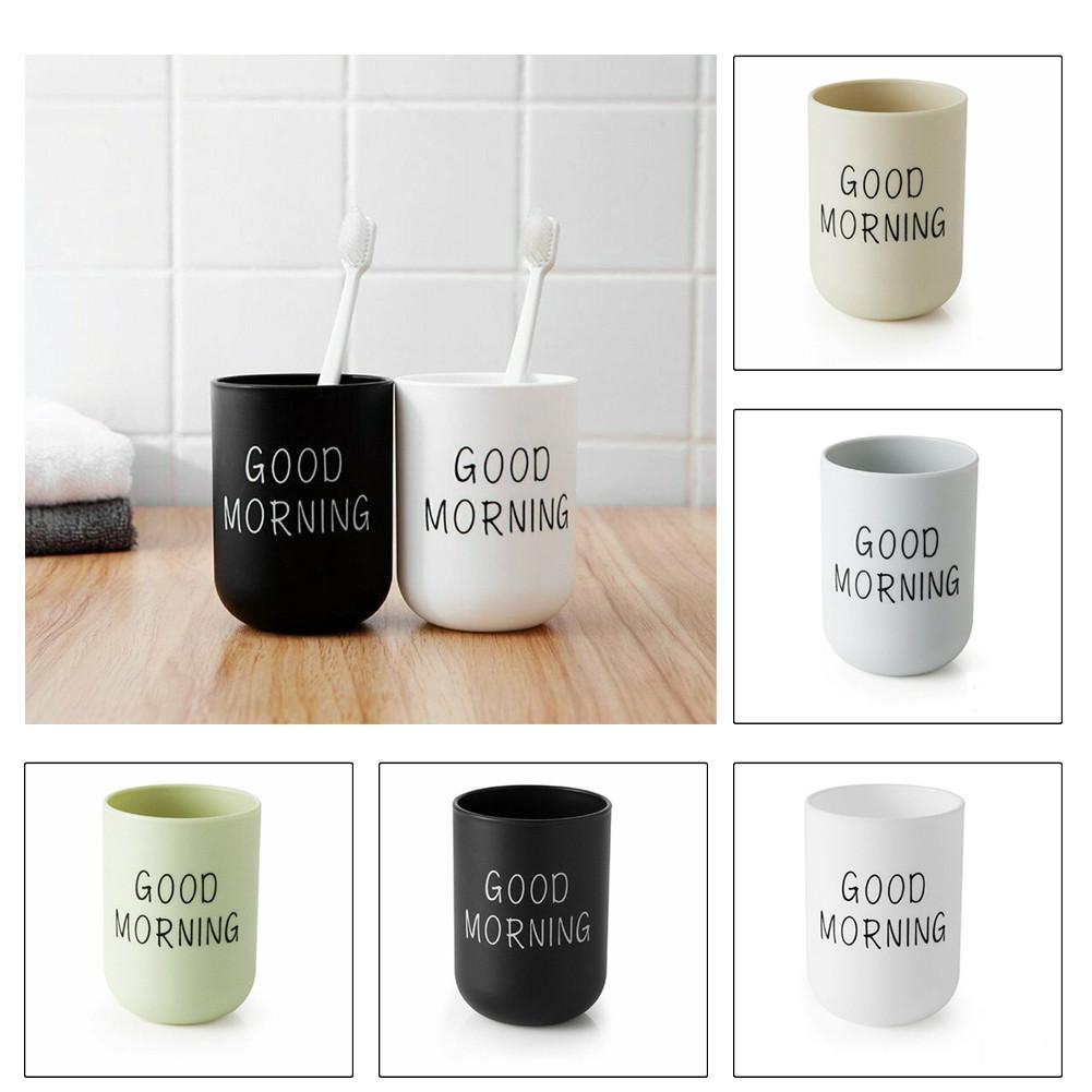Multifunctional Toothbrush Holder Cup for Bathroom Tumbler Good Morning