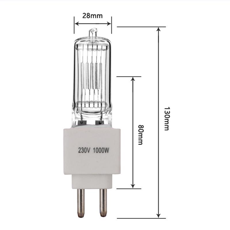 230V 1000W Quartz Halogen Spotlight with G15 Base for Film, TV, and Stage Lighting