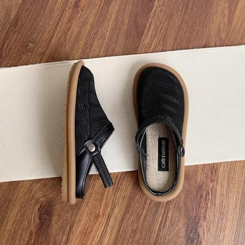 Fashion Women's Shoes Summer Breathable Casual Sandals Fashion Baotou Half Slippers for Women Mesh Sandals Flat Sandals Sandalias Mujer