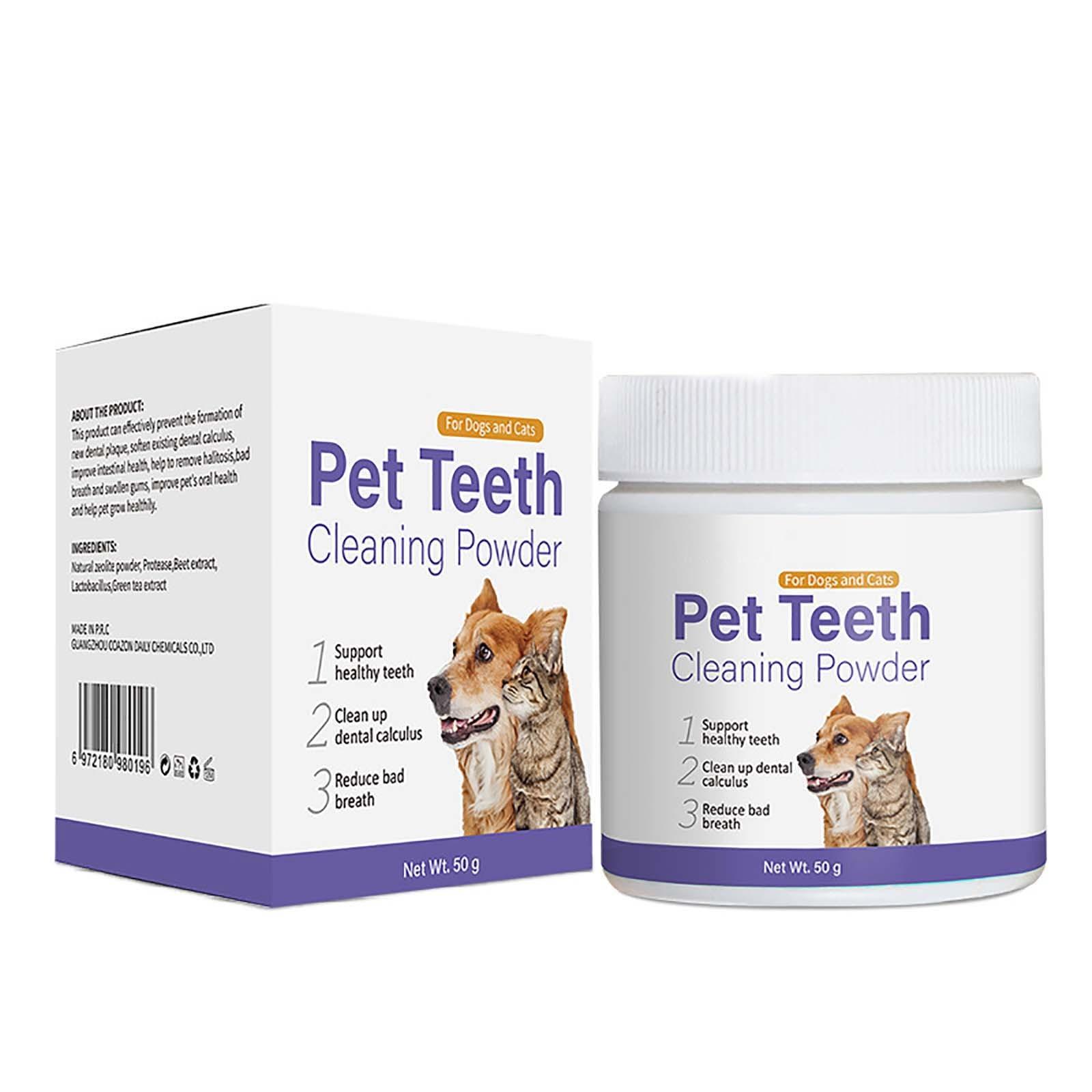 

Порошок для чистки зубов домашних животных для кошек и собак, универсальный для удаления неприятного запаха изо рта и зубного камня One Size белый