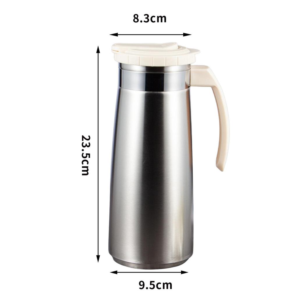 Stainless Steel Water Jug with Handle Mix Drinks Juice Jar Teapot Iced Beverage Dispenser for BBQ Home Summer Restaurant Kitchen