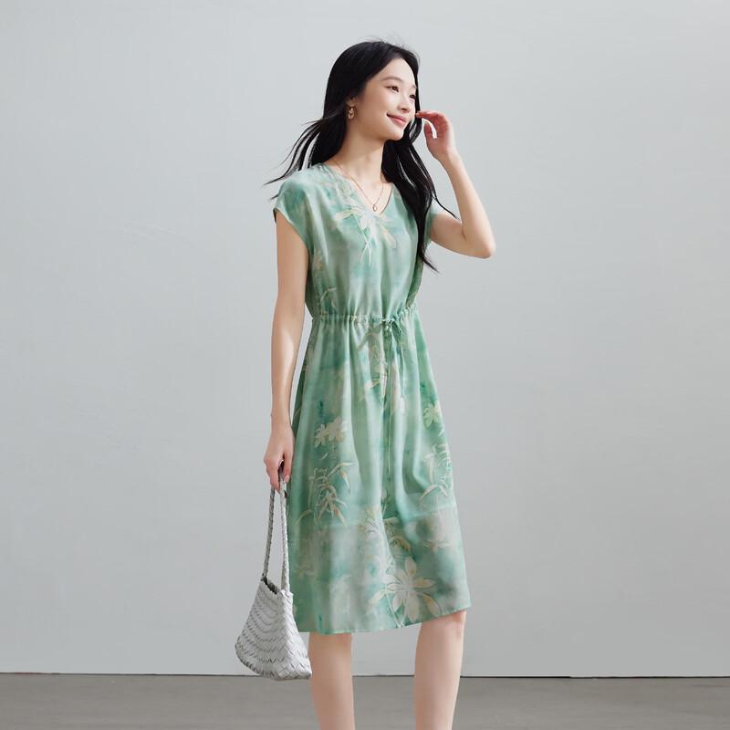 Sofsil V-Neck Silk Floral Midi Dress M