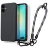 Case for Samsung Galaxy A06, Black Shockproof Protection with Removable Gray Sturdy Strap