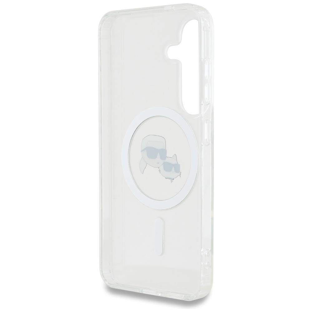 Karl Lagerfeld Case Button Karl & Choupette Heads Printed Logo Magsafe For Samsung Galaxy S25 White