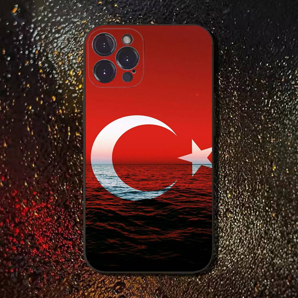 Turkey Turkish Flag Phone Case For iPhone 17,16,15,14,13,12,11 Plus,Pro Max,XS,X,XR,SE,Mini,8,7,Soft Silicone Black Cover