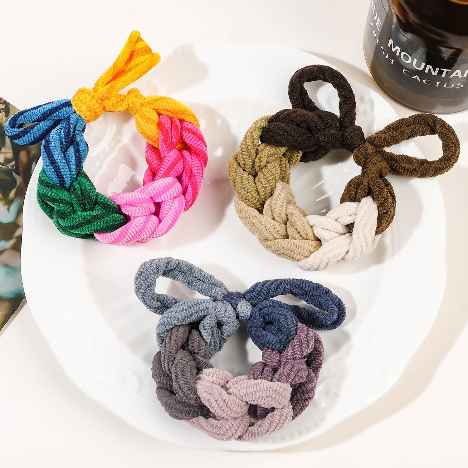 

3Pcs Bow Hair Ties Band Colorful Hand-Woven Hair Rope for Women HIgh Elastic Scrunchies Hairband Ponytail Hair Accessories