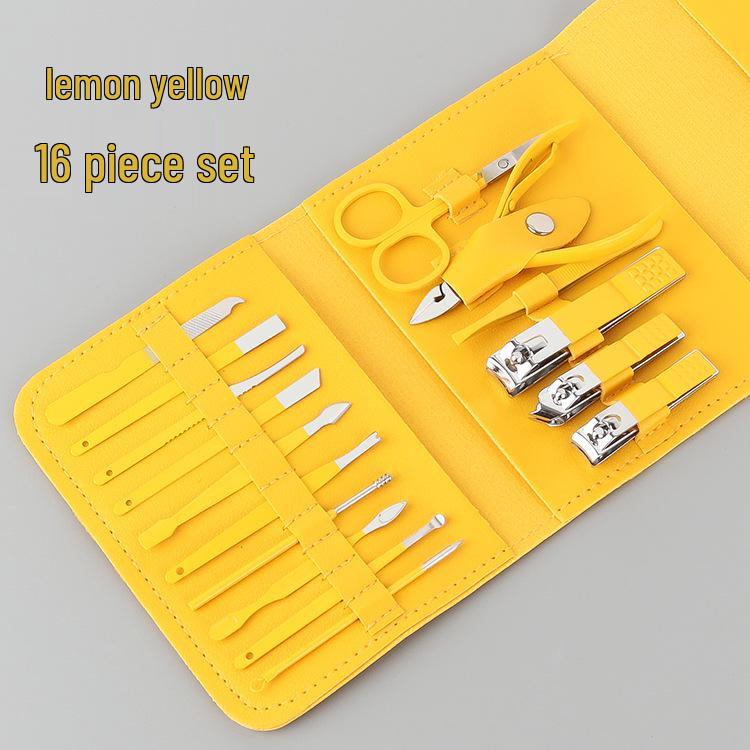 16-Piece Matcha Green Manicure Set: Nail Clippers, Scissors & Tools In Folding Bag