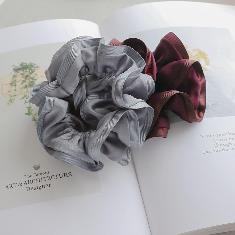 JewelVOX Scrunchie Hair Accessory for Solid Stylish Hair Brown Women, Grosgrain, Color, Simple, Tie,