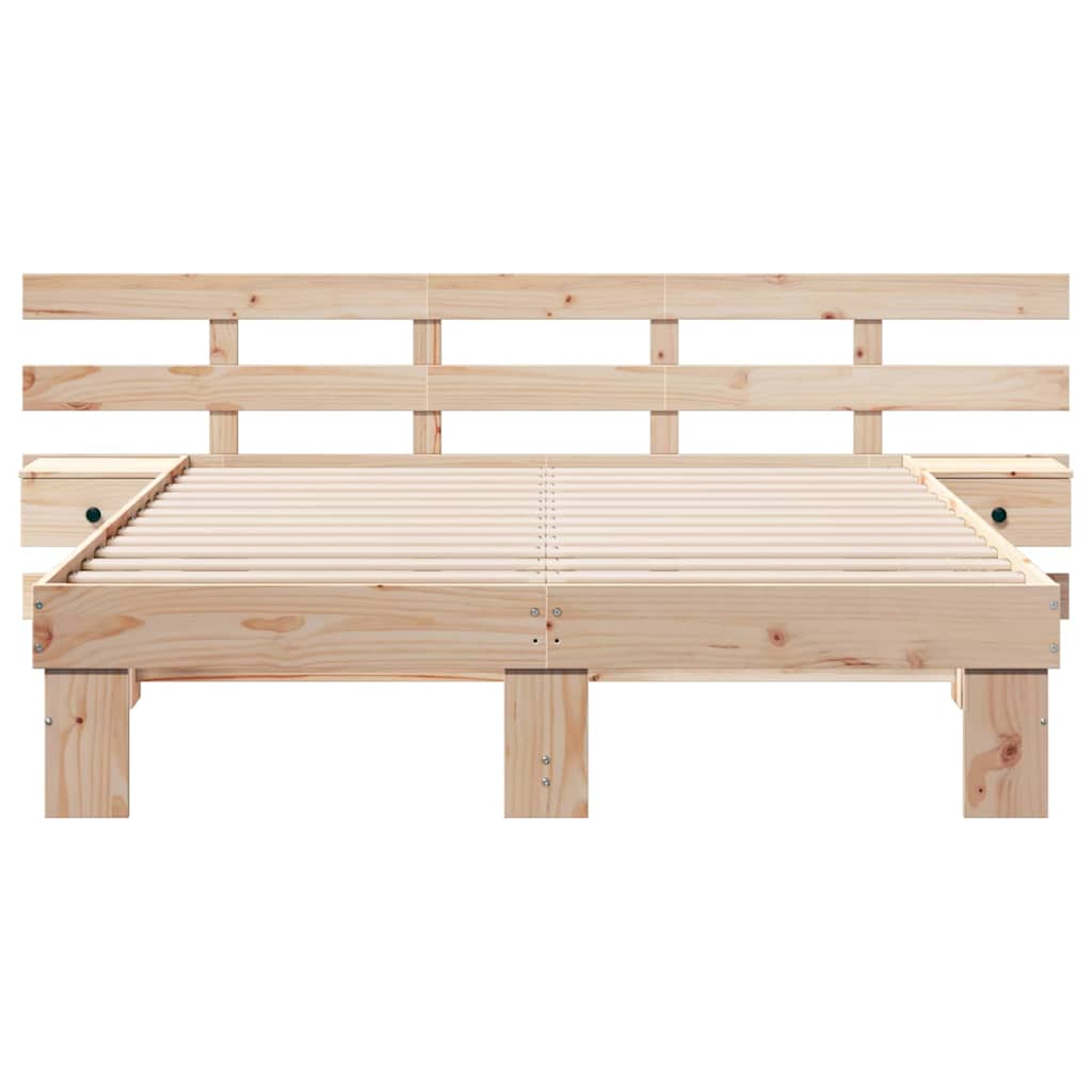 Bed Frame with Headboard Brown 140 x 200 cm Solid Pine Wood