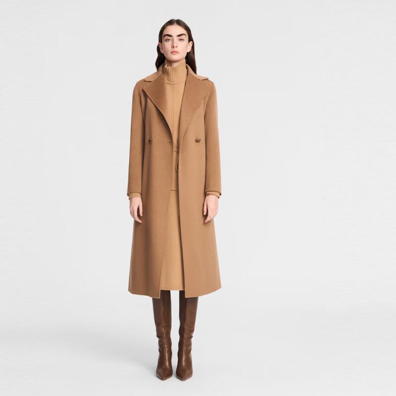 ELLASSAY Women's Large Lapel Belted Wool Coat