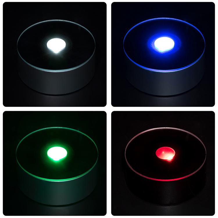 Seven-Color LED Crystal Ball Light Base with 3D Carving for Wine or Glazed Glass Bottles.