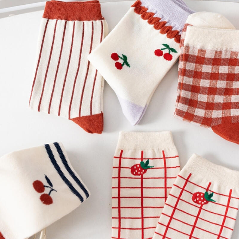 Kirsch-Beere Damen-Kniestrümpfe 5er-Set