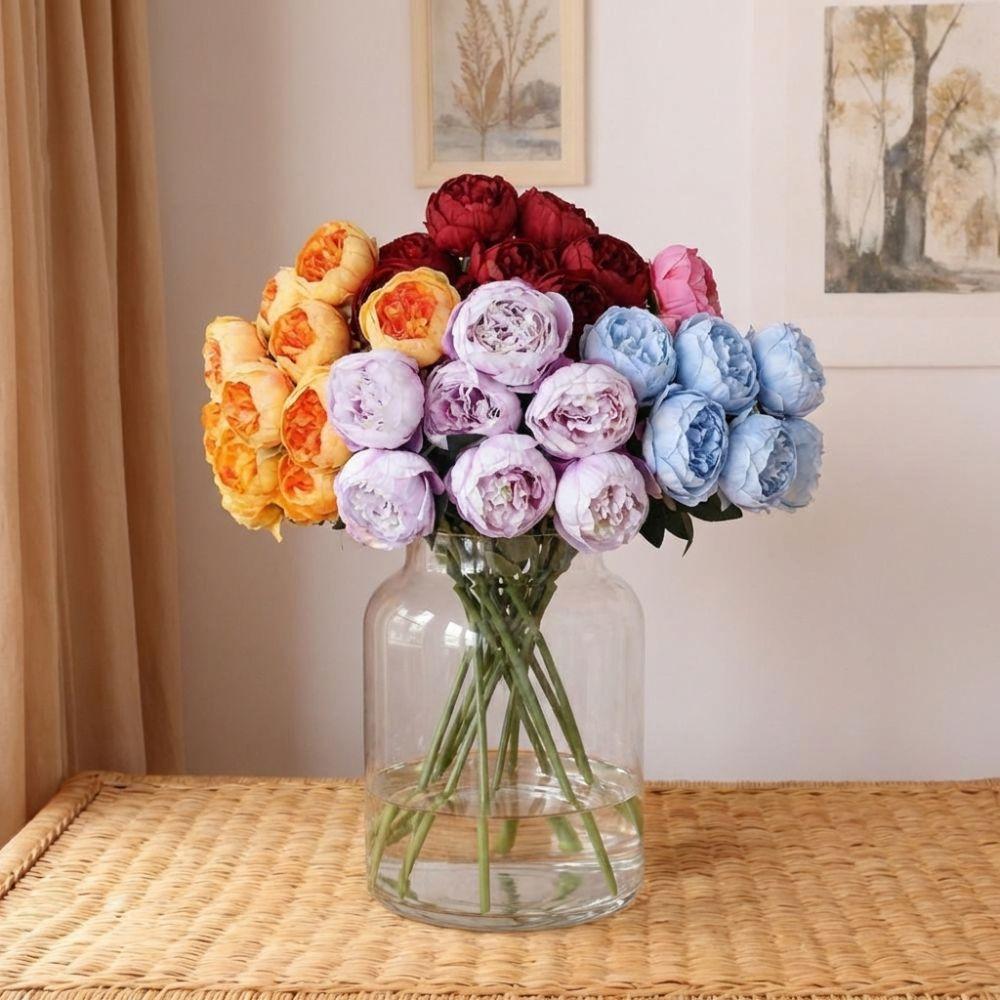 44cm Height Simulation Flower 7 Heads Peony Buds Wedding Bouquet  Desktop Ornament